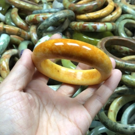 未镶嵌蛇纹石玉手镯小***创