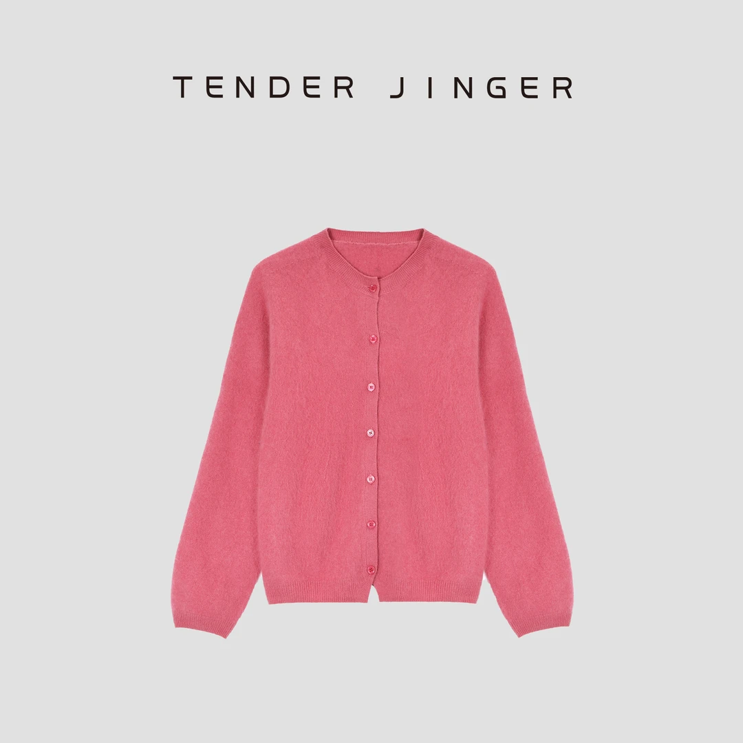 Tender Jinger【毛茸茸开衫】山羊绒绵羊毛混纺拉毛外套T53MII50087