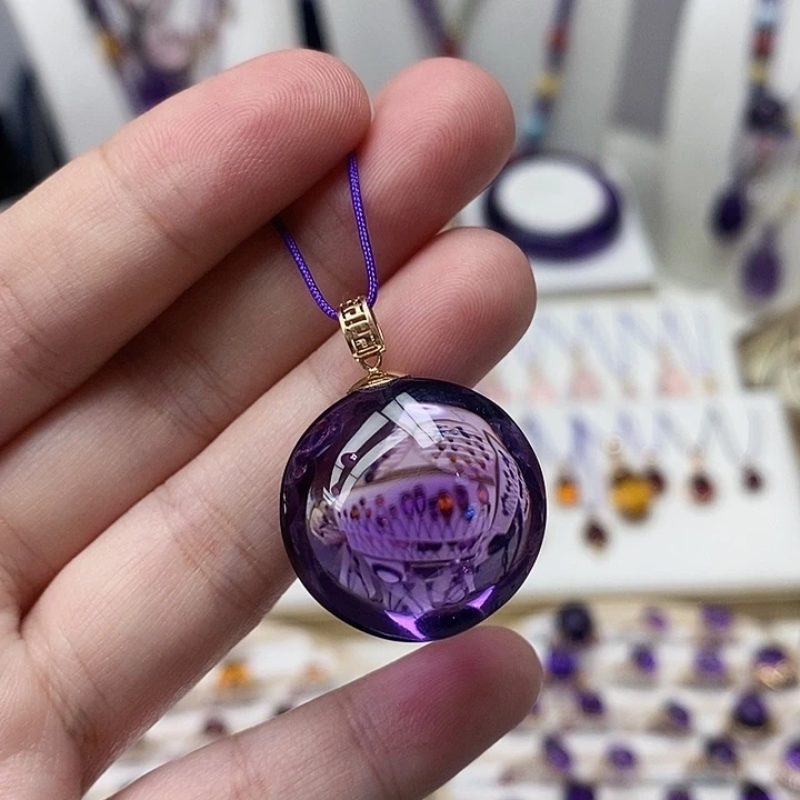 紫晶吊坠(赠链)18K金镶嵌紫水晶吊坠