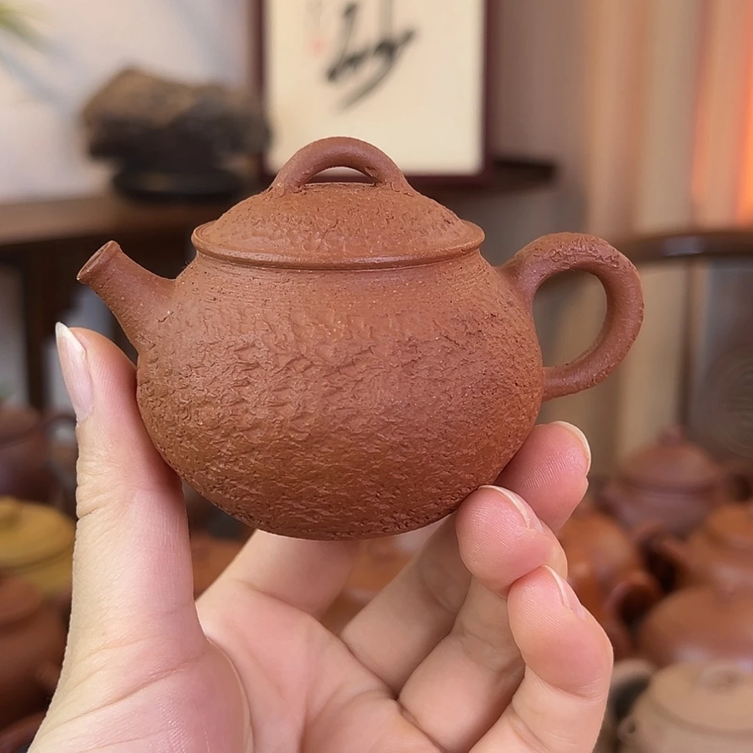 茶壶紫砂精品原矿 圆珠 鱼籽朱泥 全手工 110cc