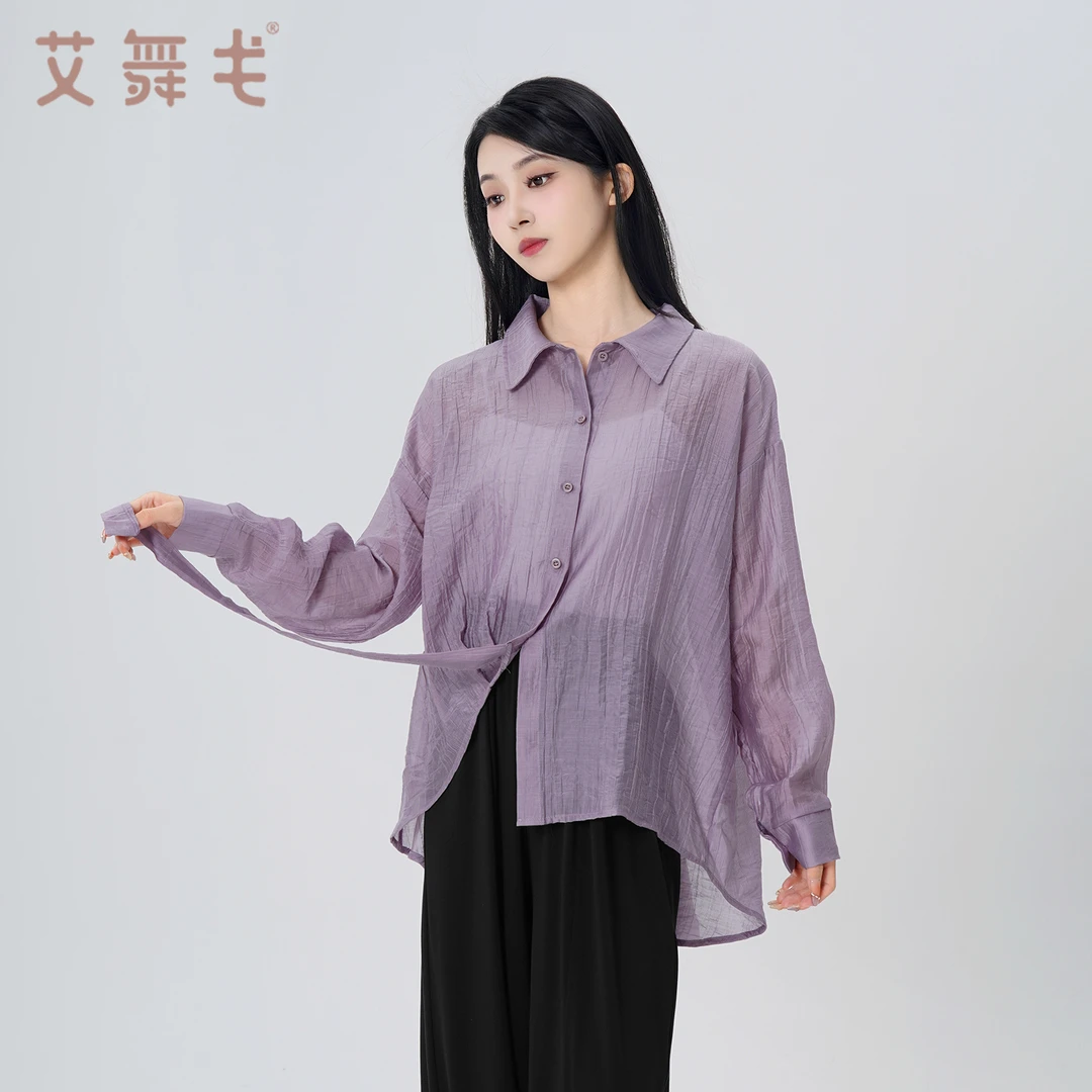 现代舞服装衬衣练功服男女同款飘逸宽松长袖上衣中国舞爵士舞蹈服