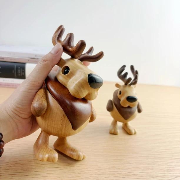 一鹿平安创意原木桌面摆件麋鹿小鹿圣诞节可爱伴手礼圣诞节礼物