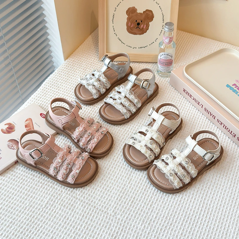 女童凉鞋2025夏新款儿童罗马鞋软底小女孩鞋子公主鞋露趾韩系百搭