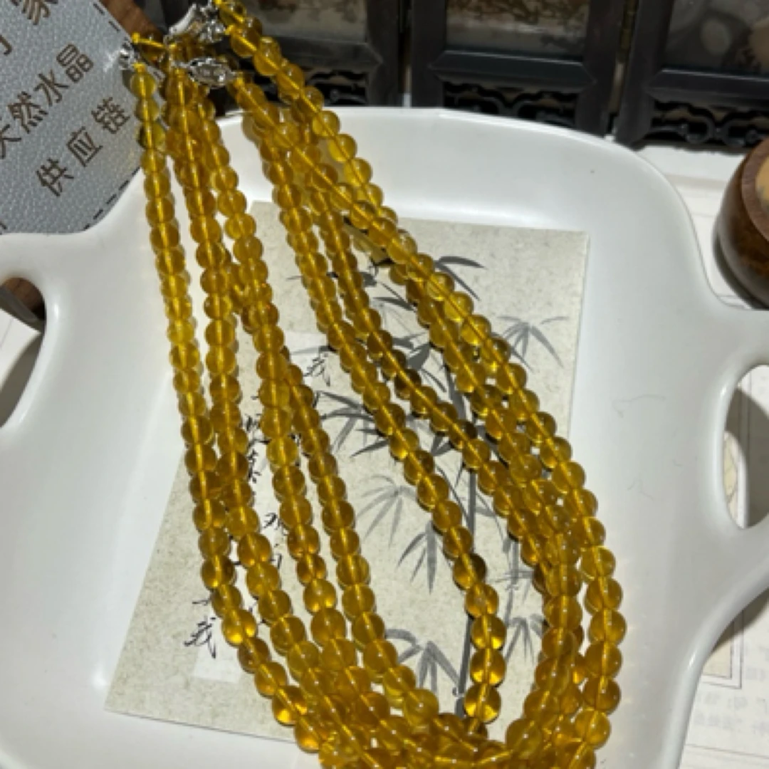 【月月家】I068天然黄萤石项链7-8mm多样性发其一