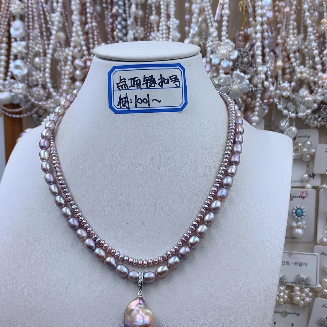 项链耳饰银S925镶嵌淡水珍珠