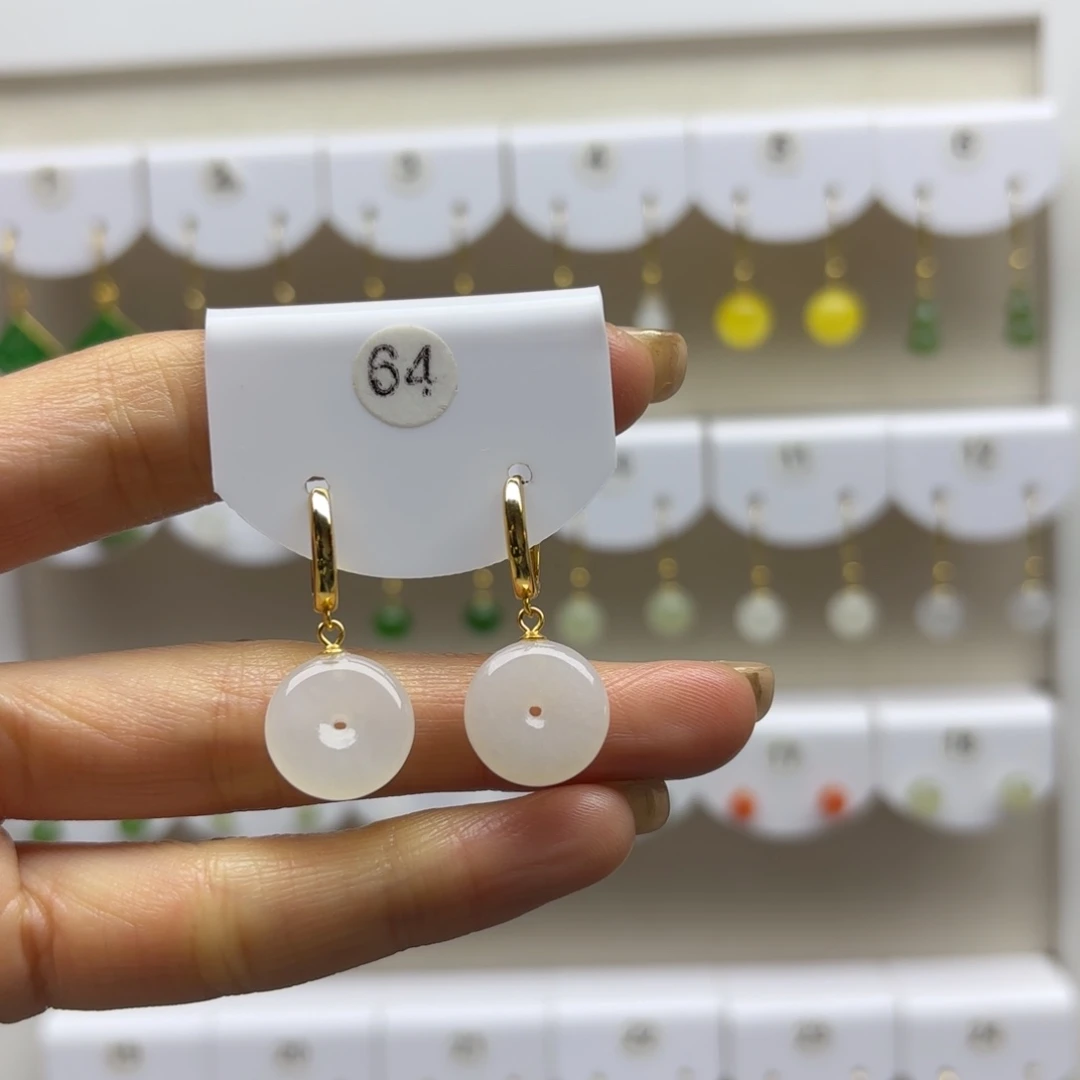 和田玉银S925镶嵌耳饰