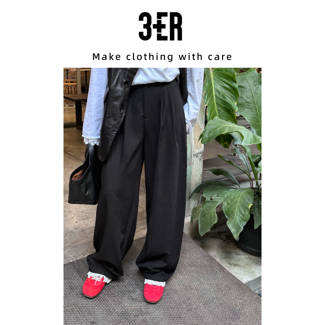 3ER/3ER【蕾丝全勤】后松紧腰西裤 8105