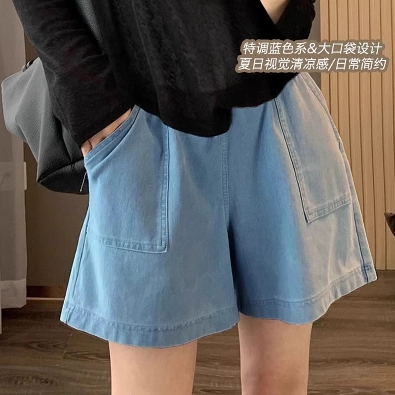 孕妇牛仔短裤夏季薄款外穿宽松天丝垂感轻薄凉感托腹裤子孕妇夏日