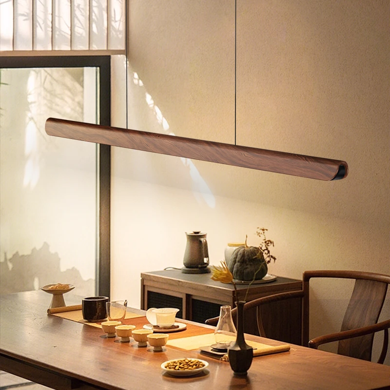 君御中古风餐厅吊灯观月现代茶室简约餐桌新中式一字长条护眼灯