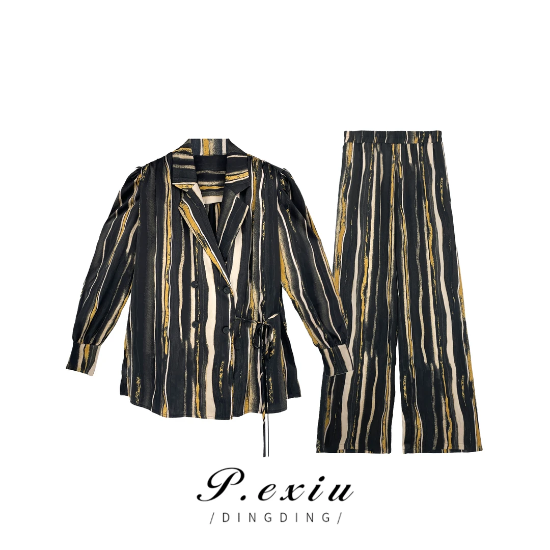 【偶遇西雅图】港风复古宽松休闲衬衫套装 W-61082