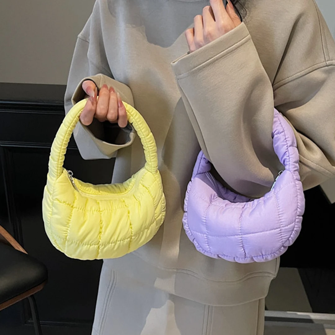 高级感小众棉服帆布包女秋冬2025新款时尚手提小包爆款ins饺子包