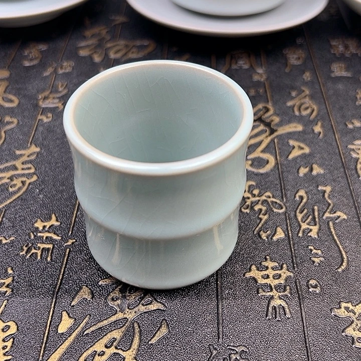 汝瓷天青仿古釉竹节杯