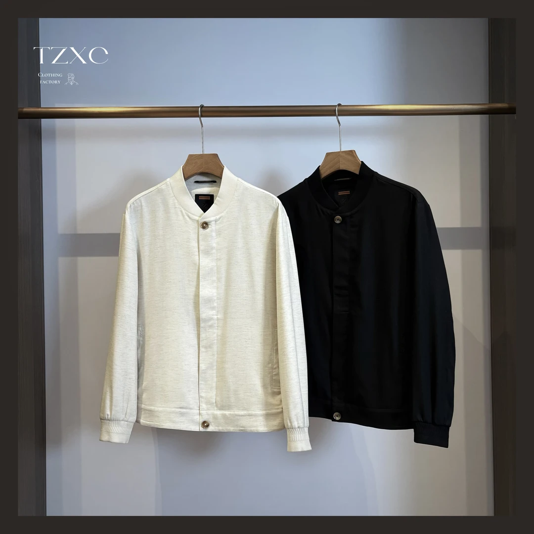 【26151-H】 高奢男装 2025早春简约短款休闲飞行员亚麻夹克
