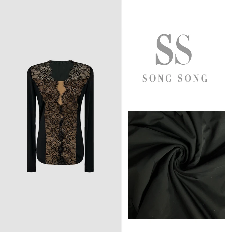 SONG-原创【冰肤玉脂】秋款升级版重工拼接蕾丝显瘦性感百搭上衣