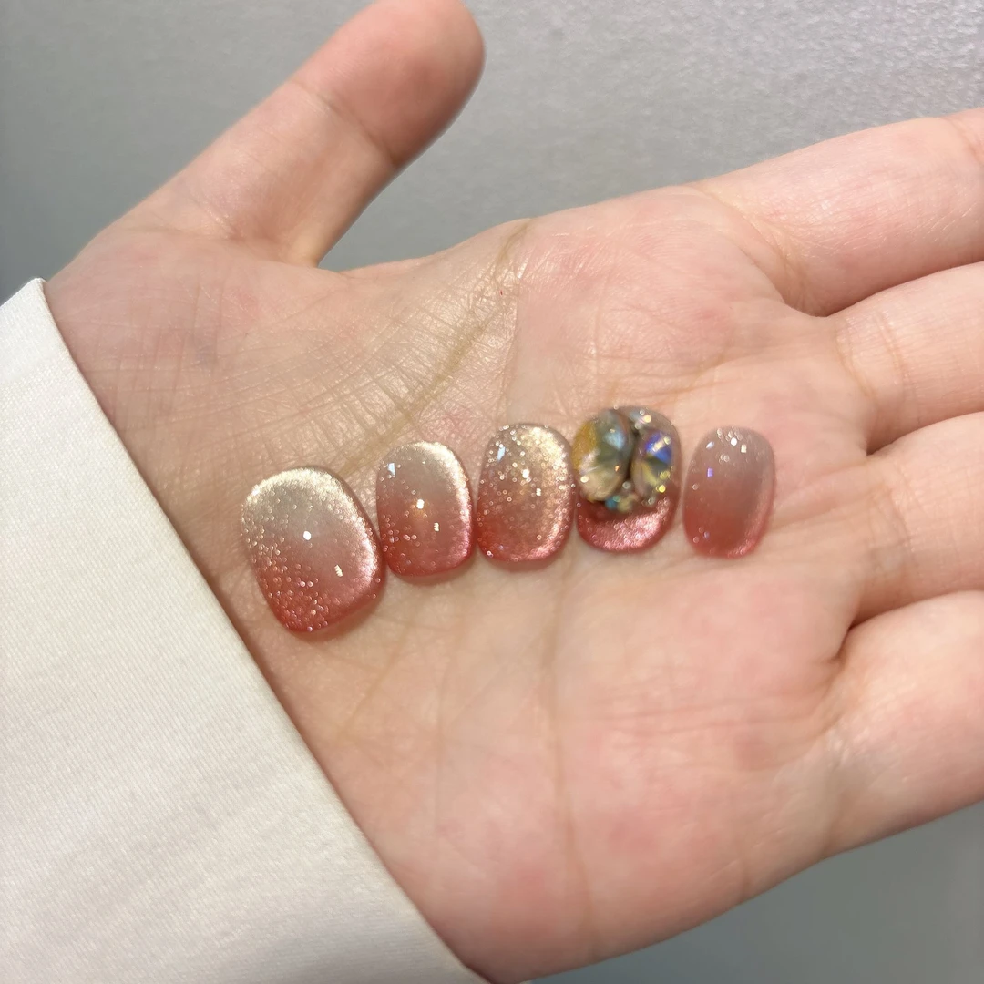 「树莓小姐」显白琉璃胶美甲渐变测光猫眼纯手工穿戴甲