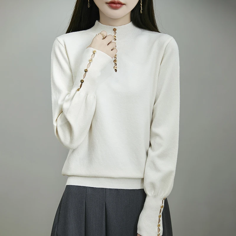 哥弟阿玛施正品针织打底衫薄款显瘦宽松纯色半高领内搭保暖毛衣女