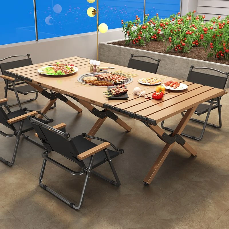 户外桌露营庭院烧烤野餐便携式蛋卷桌套装家用室内围炉煮茶折叠桌
