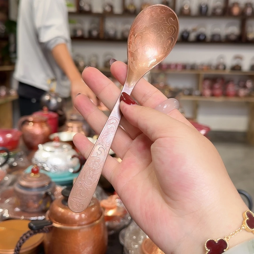 紫铜手工浮雕勺子一个