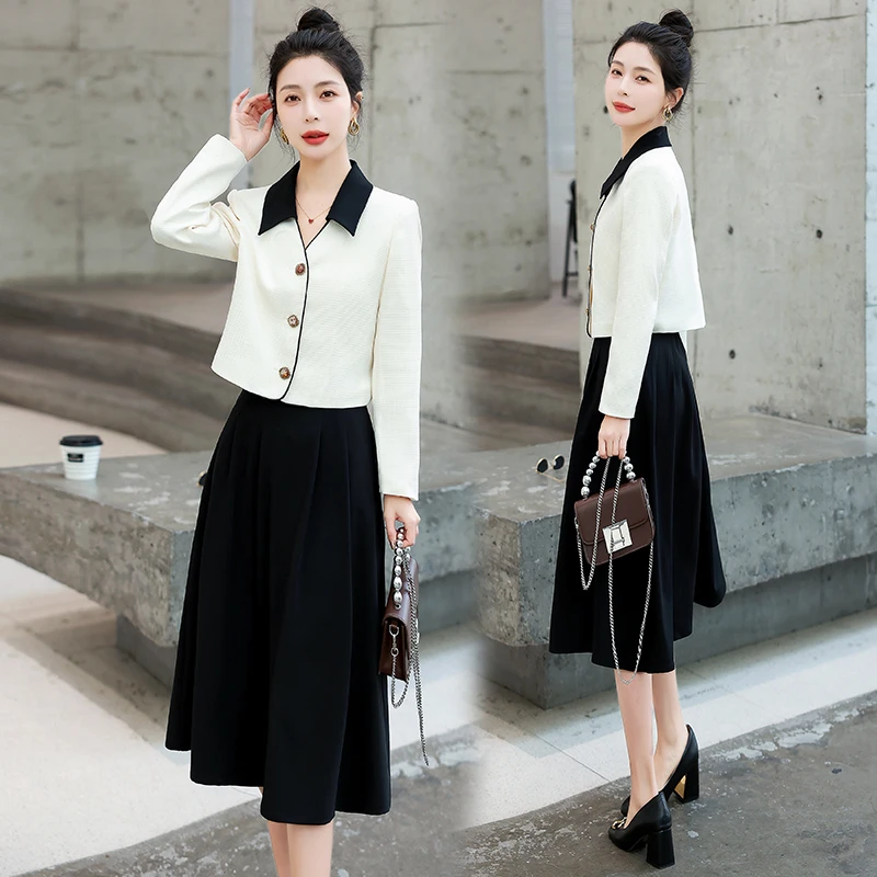 法式轻职小个子时尚两件套装女2025春秋新款半身裙显瘦小香风气质