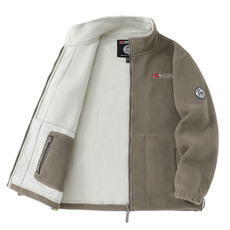 2025新款户外抓绒衣男士立领抓绒衣加绒加厚休闲夹克大码宽松外套