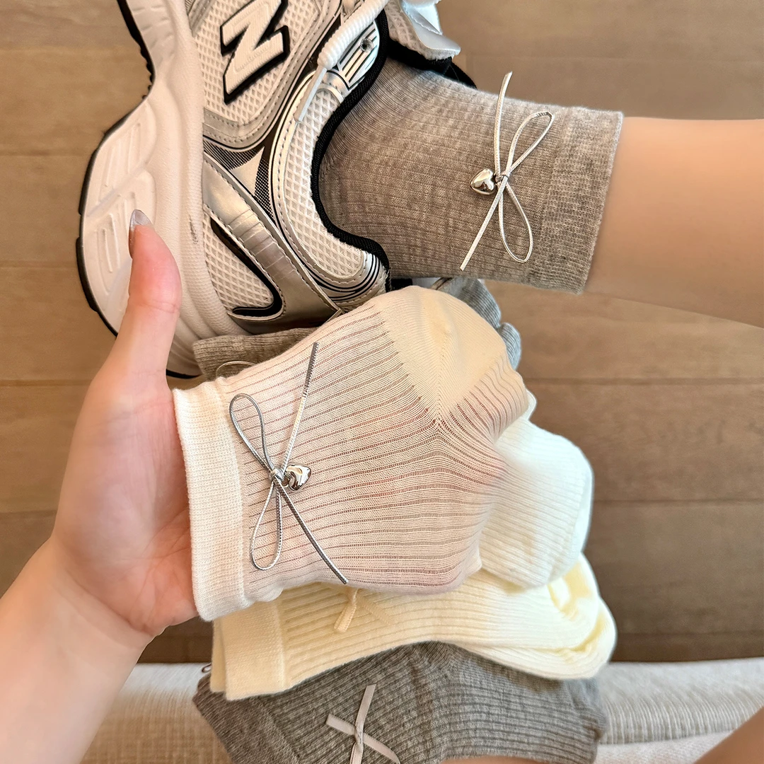 袜子女夏季薄款短袜网眼透气潮流网红款miu系芭蕾风蝴蝶结JK女款