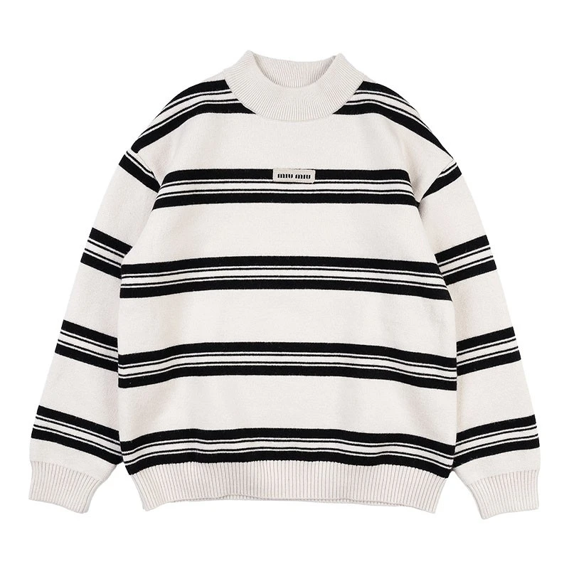 Y8139男童毛衣加绒冬装大童加厚条纹上衣一体绒儿童打底衫潮