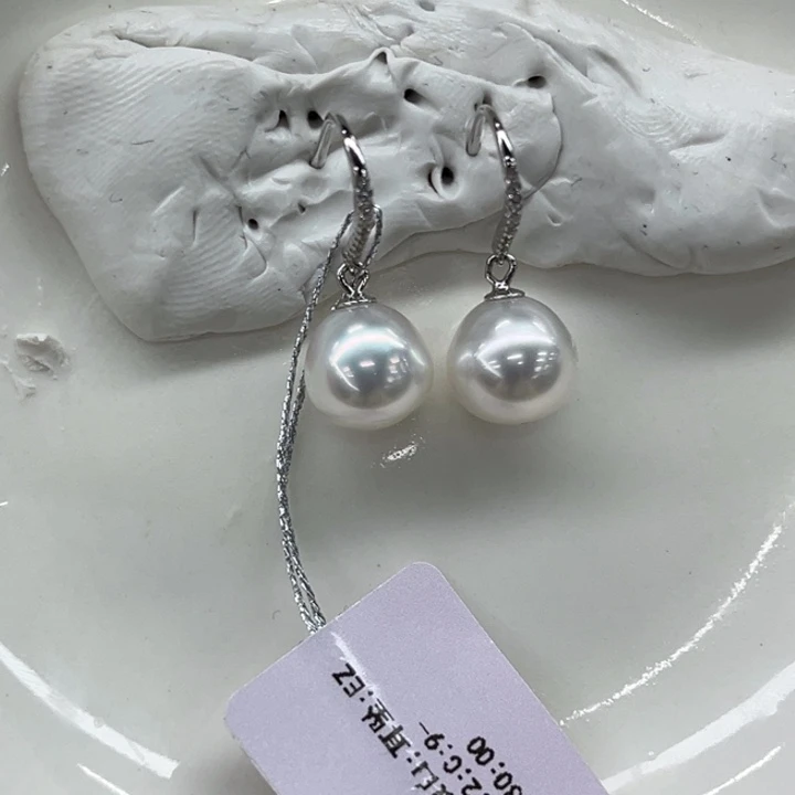 银S925镶嵌耳饰海水珍珠9-10mm