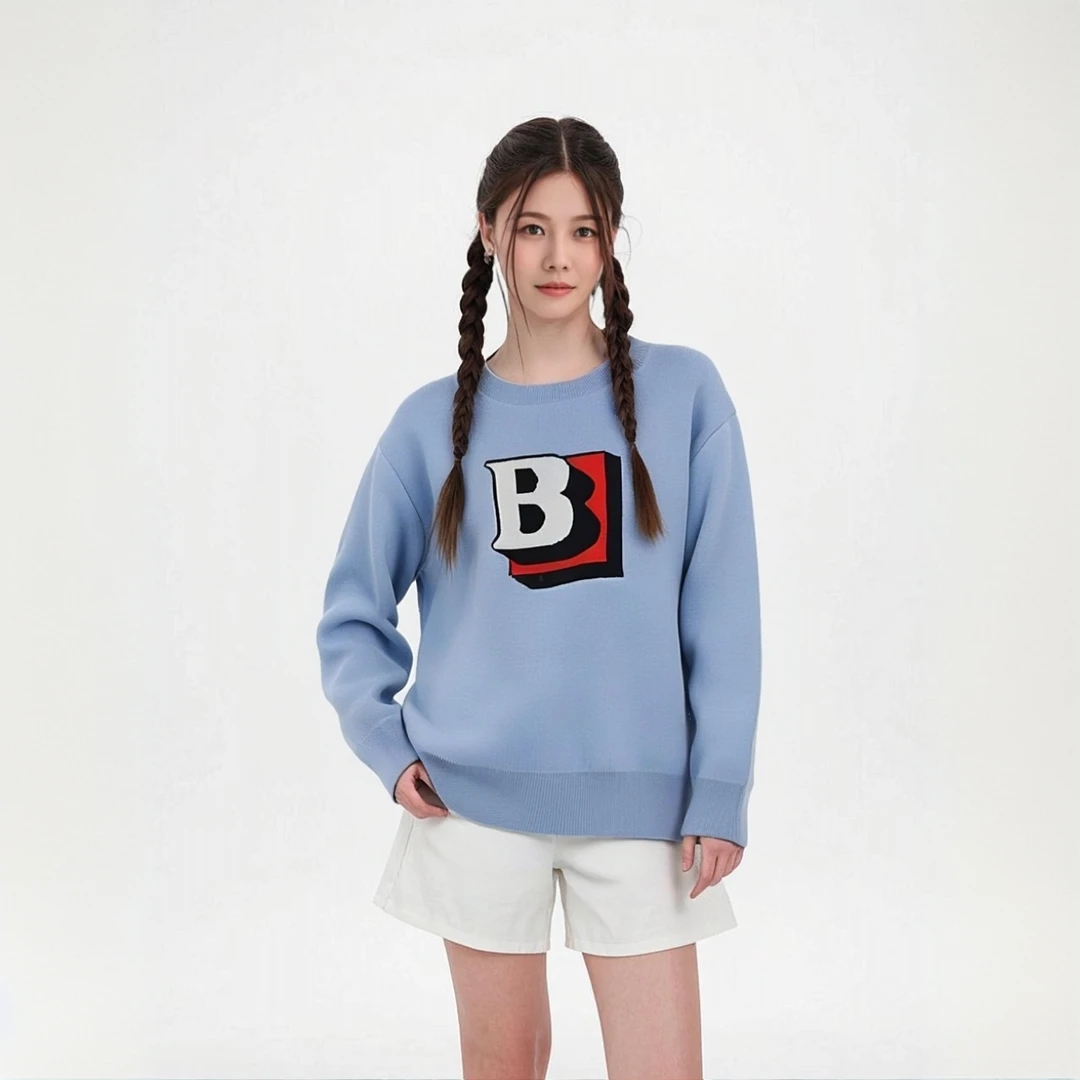 BURBERRY/博柏利长袖薄款女女式秋季雏菊纯棉卫衣圆领卡通加绒