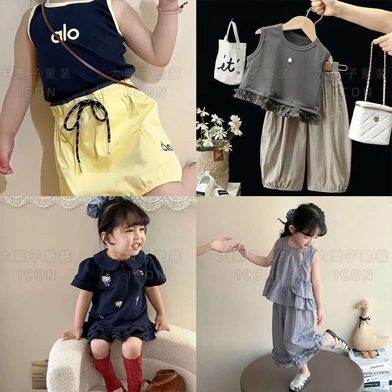 选选家夏新款公主裙女童洋气时髦显瘦甜美套装公主裙子