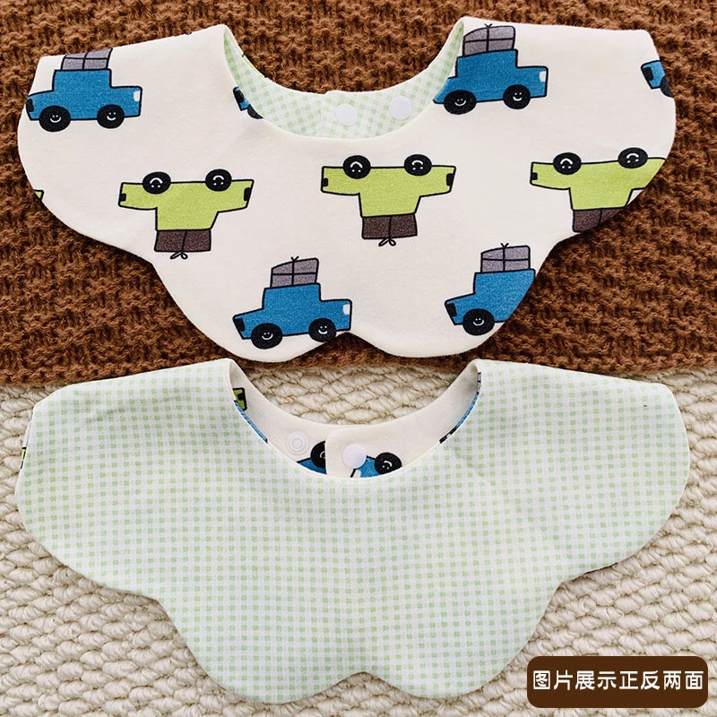 XB2024韩版婴儿双面口水巾新生儿花瓣防水吐奶巾辅食围嘴口水兜