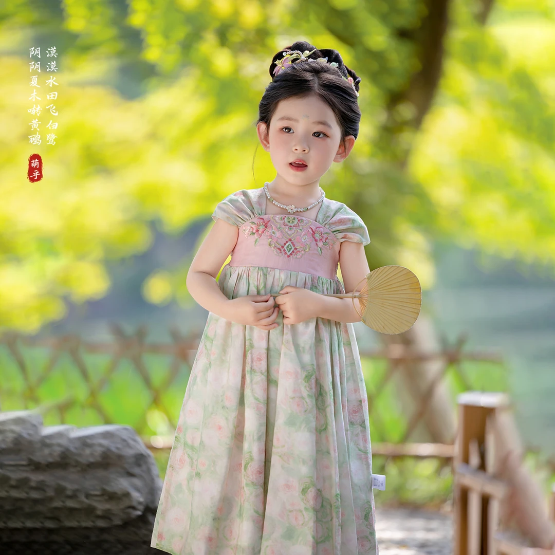 萌乎【青瑶】女童襦裙夏季2025薄款汉服新中式连衣裙可爱-252382
