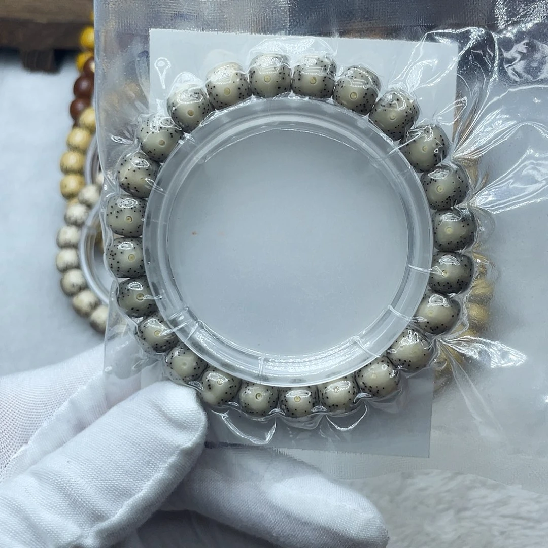 星月菩提手串原生态石玉9.5✖️8.5月留白针尖星