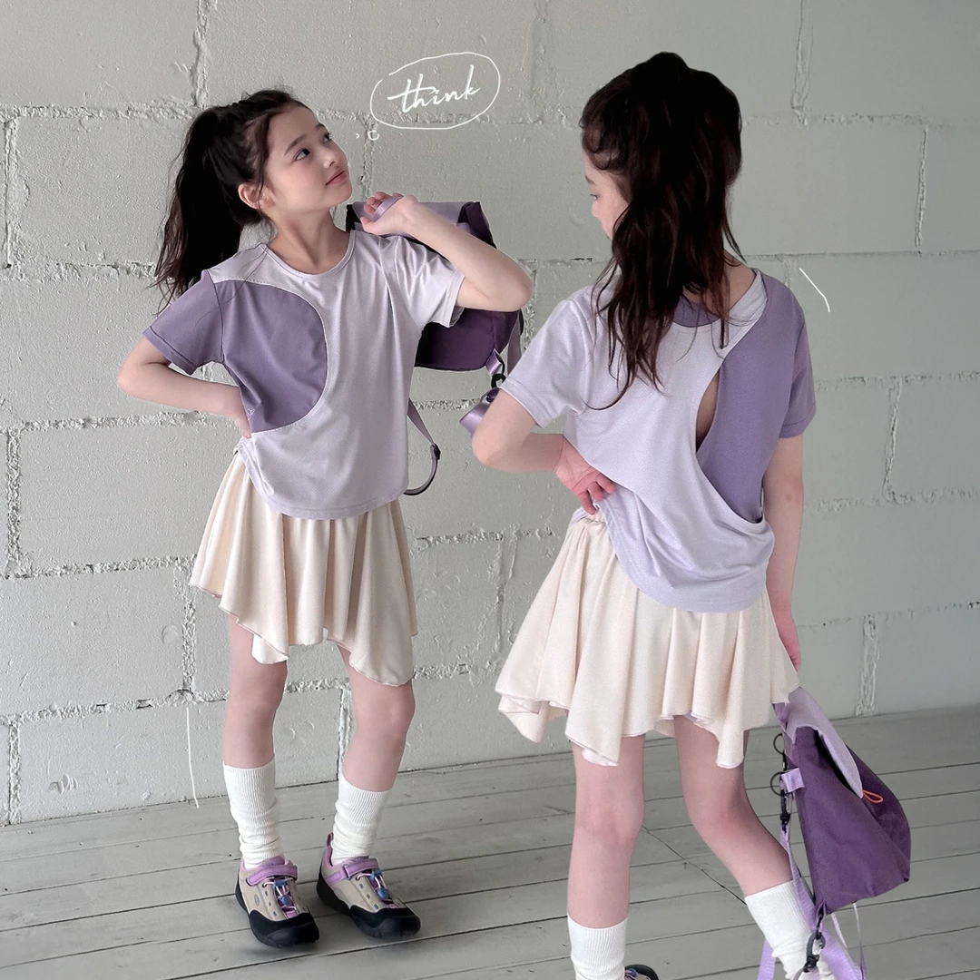 【纸片人】蓝小爸童装女童拼接防晒T恤夏季休闲户外宝宝短袖