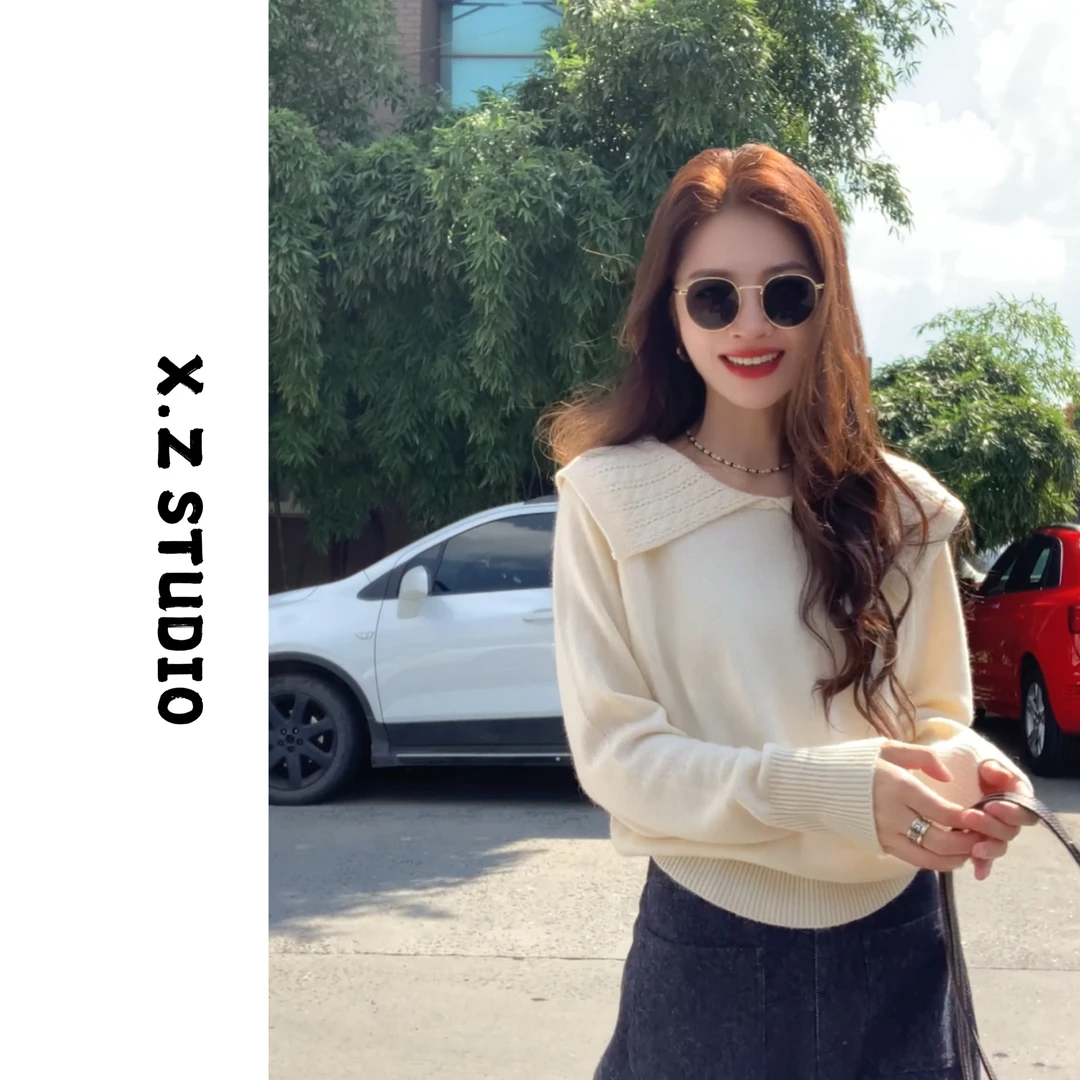X.ZHEN【翻领毛针织】早秋纯欲风女装松弛感高智感出游独特漂亮小衫