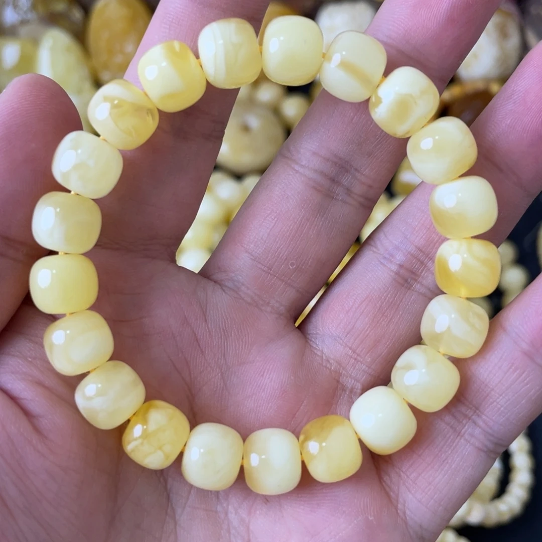 未镶嵌琥珀手串10+俄料妖白花精工老型手串（微瑕）