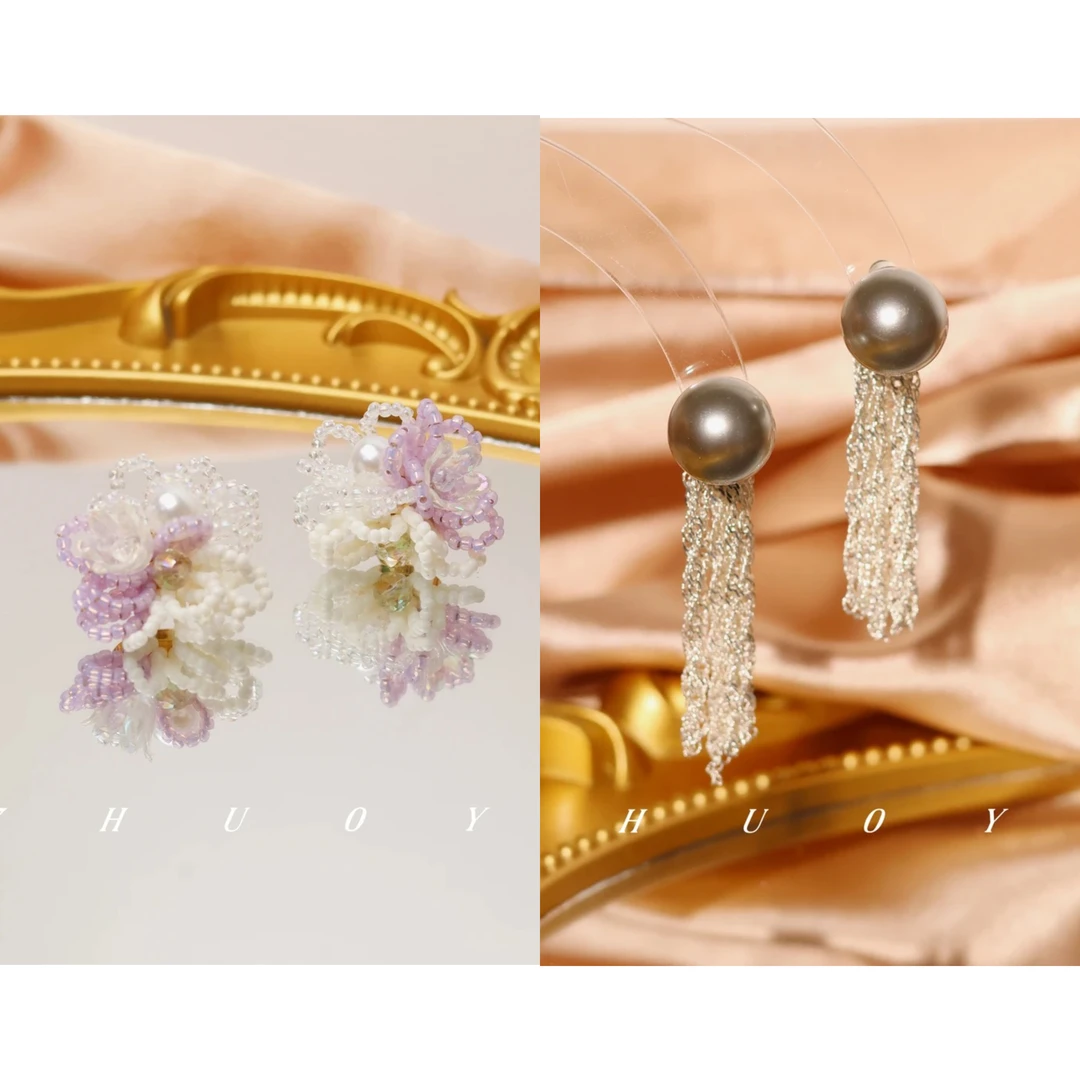 黄铜耳饰 「浪漫紫花园 」   组合 高级感百搭耳饰 清仓福利