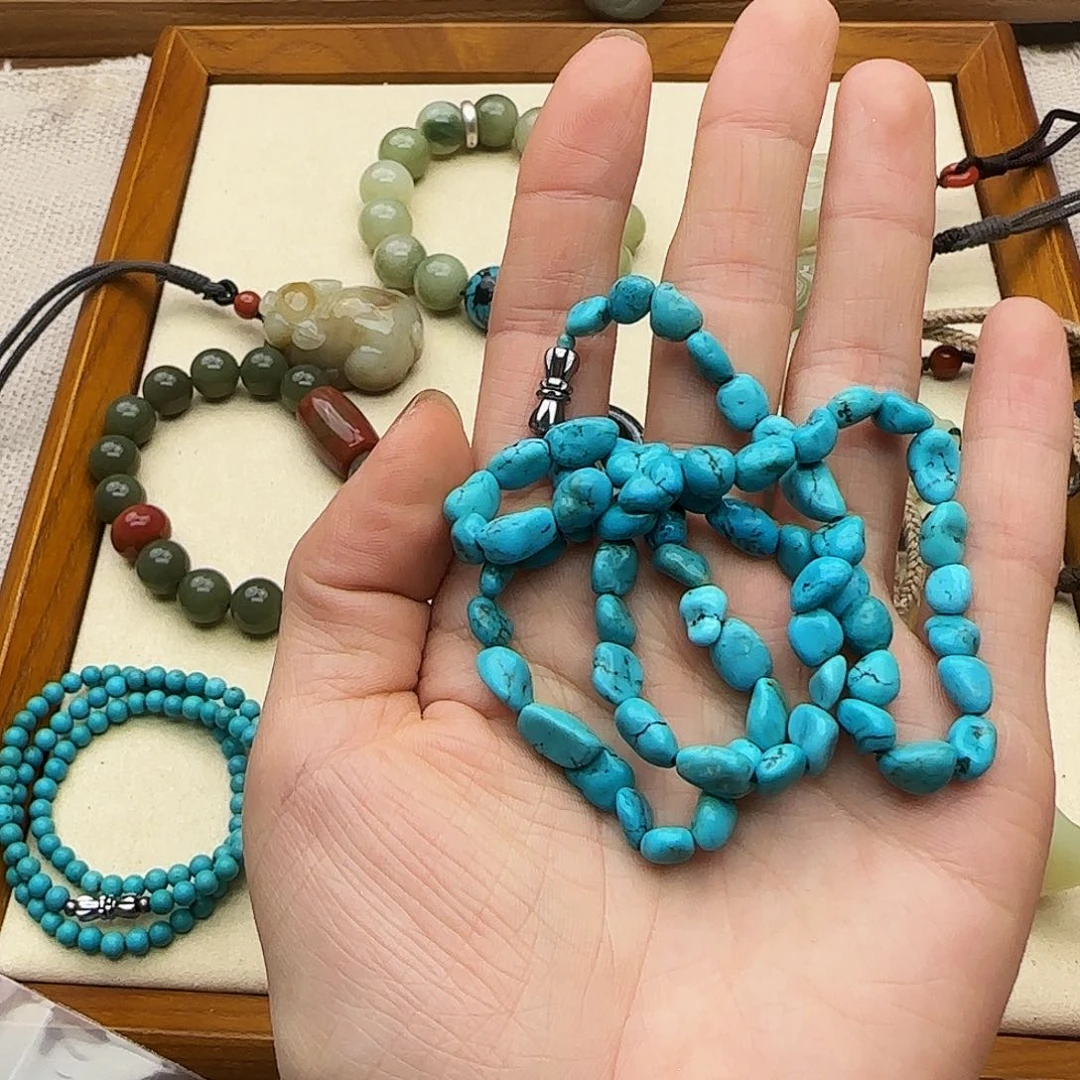 蛇纹石玉手链未镶嵌用****8