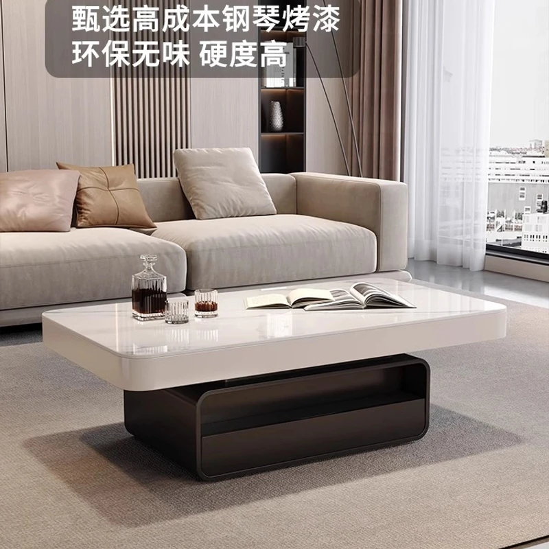 现代简约方形岩板茶几桌客厅家用大小户型轻奢设计师极简创意茶几