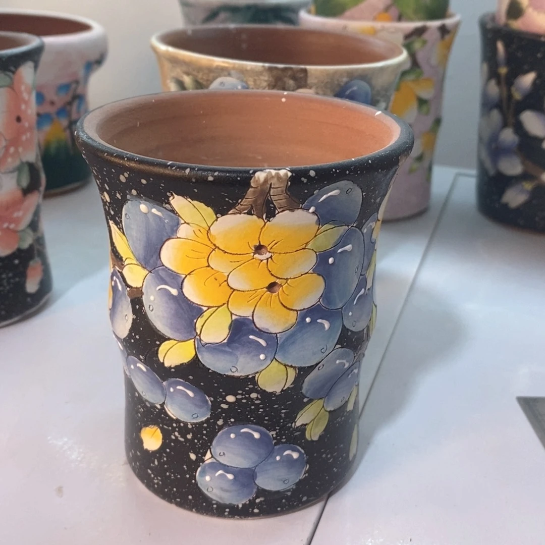 紫砂花盆红陶手绘花盆