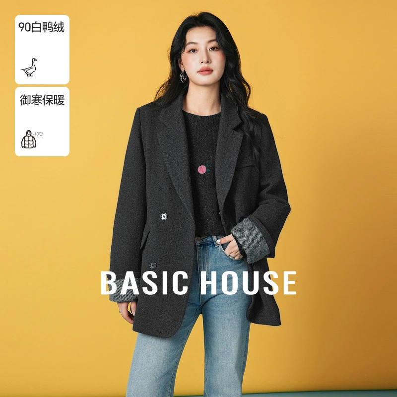 Basic House/百家好冬季时尚休闲保暖白鸭绒女羽绒服-B06245C1382