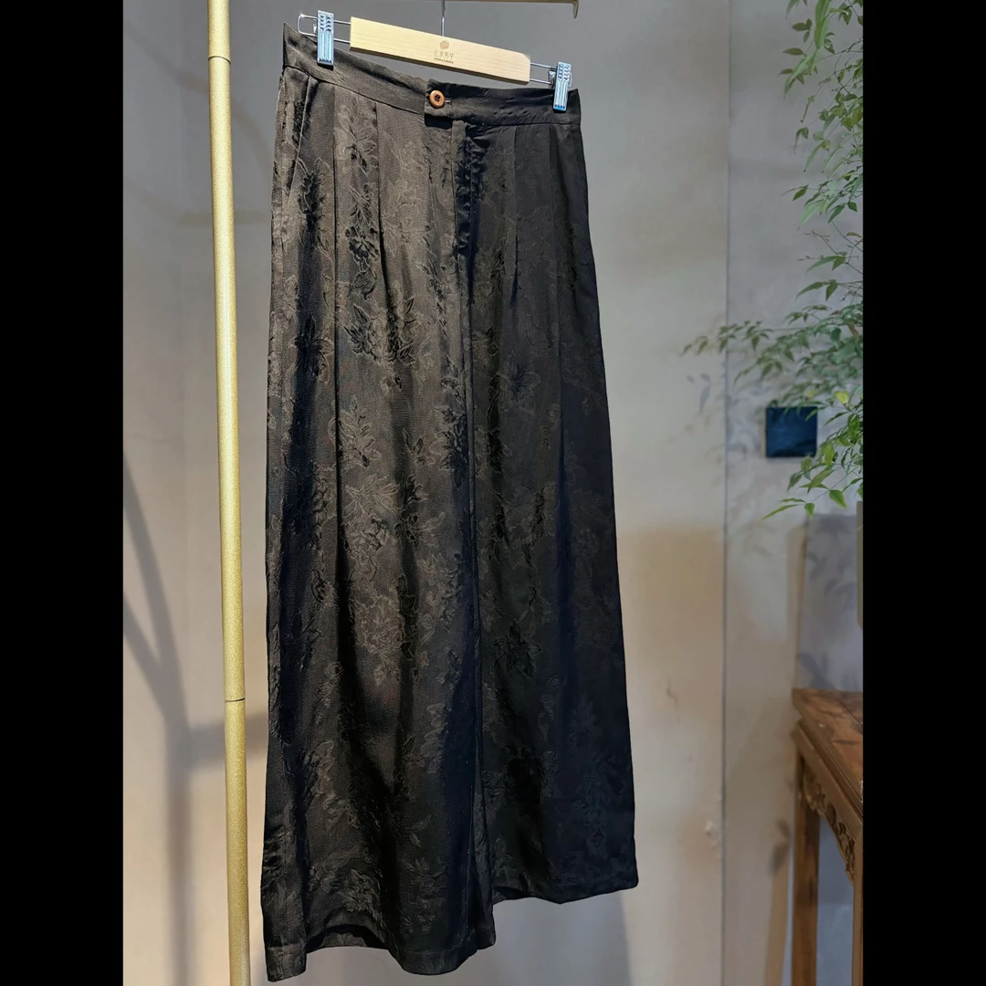 绯墨（阔腿裤） 芳华设计新中式提花阔腿裤国风提花阔腿裤FH-B069