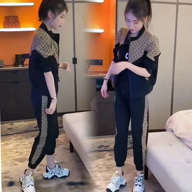 春季薄款时尚套装网红长袖女两件套装