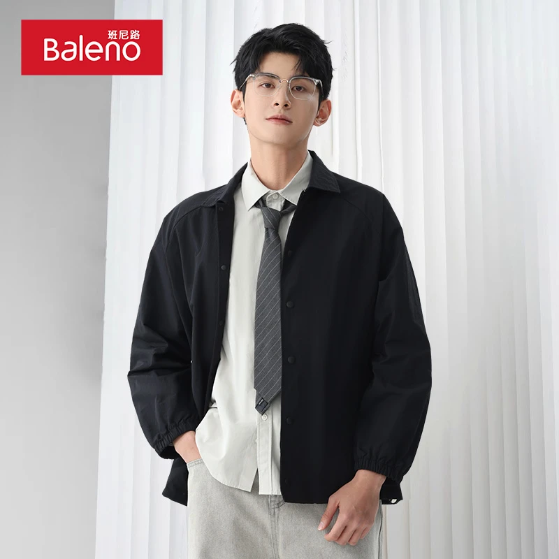 班尼路潮牌教练夹克男夏季薄款防晒衣大码开衫翻领男士工装衬衫X