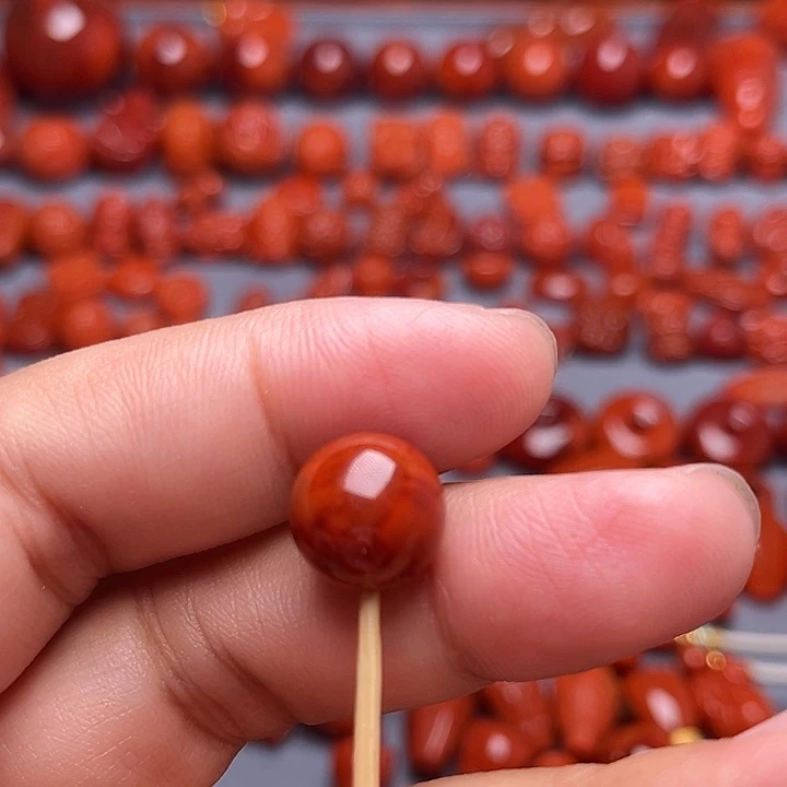 南红玛瑙未镶嵌配饰火焰纹11.5mm