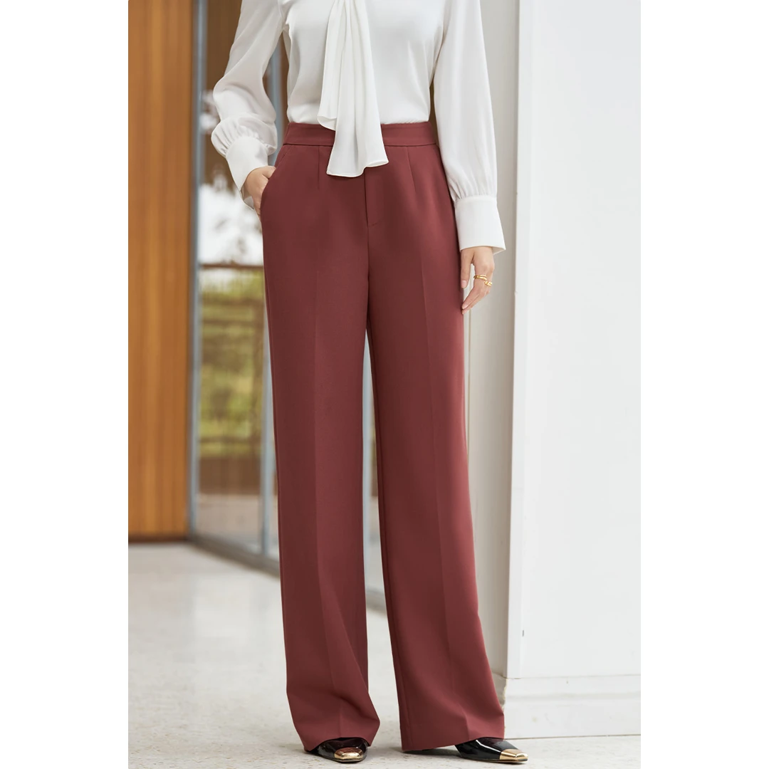 米思阳秋季新款通勤气质时尚OL百搭高腰修身显瘦阔腿裤5T25AH1079