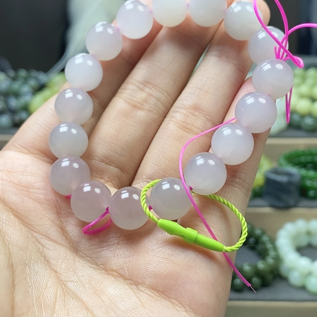 和田玉未镶嵌手链烟紫12m