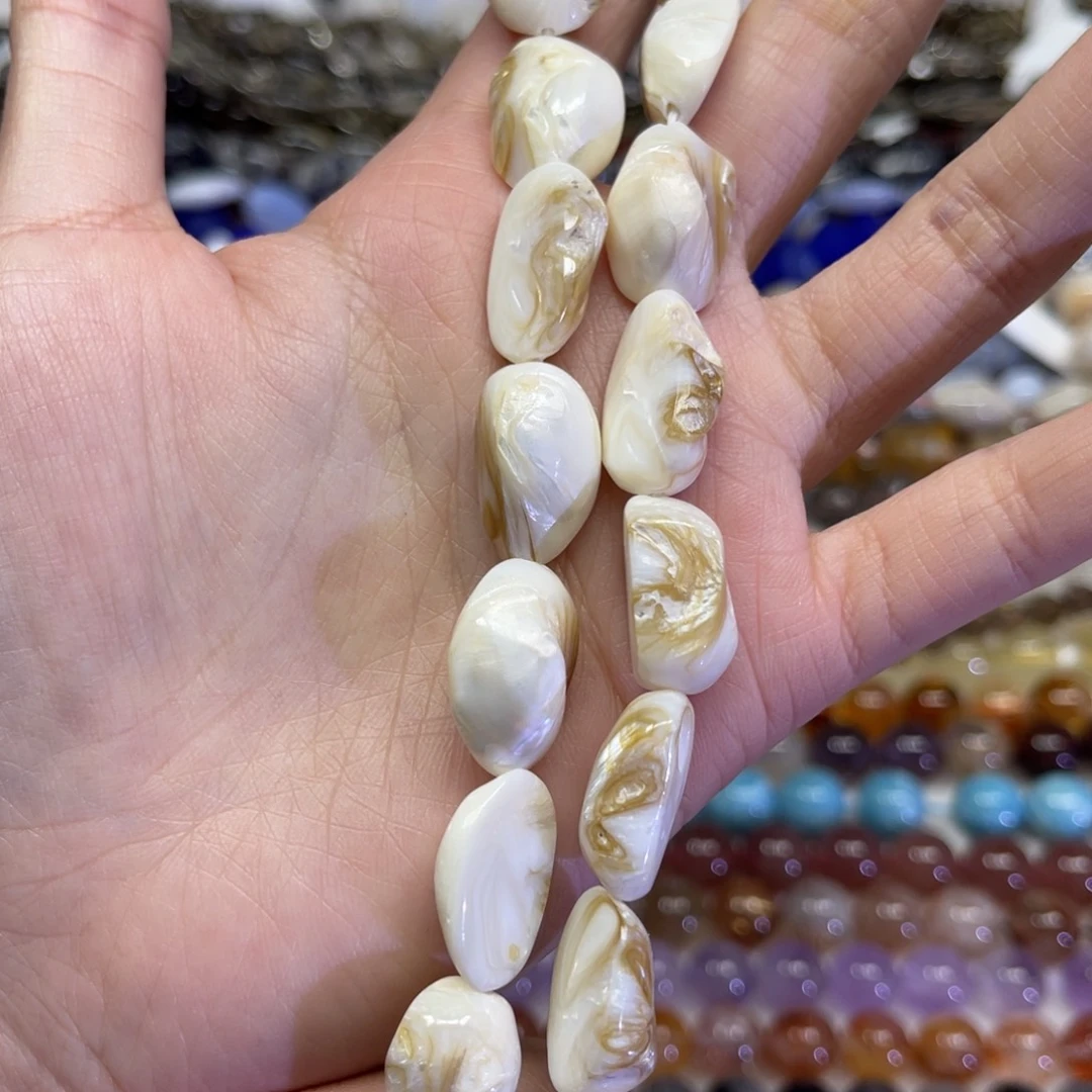 玛瑙/玉髓散珠天然马蹄贝卡13✖️19长条38厘米