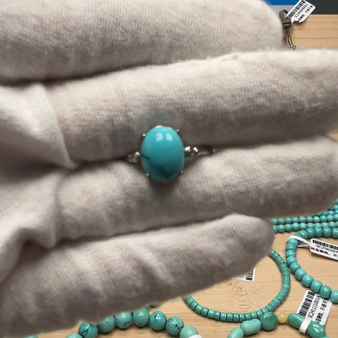 绿松石戒指银S925镶嵌