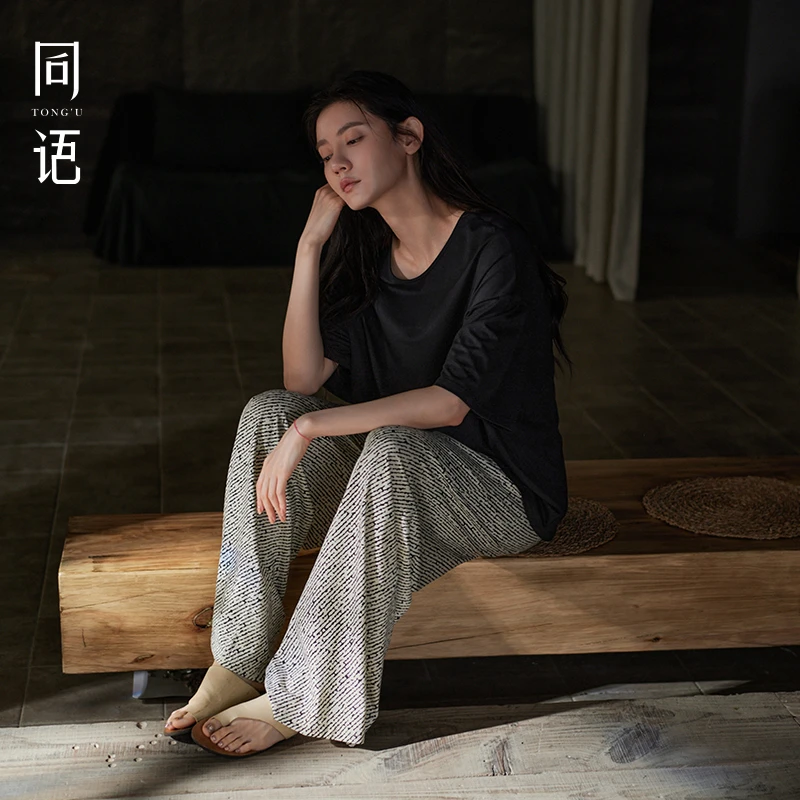 同语睡衣女款2025新款夏季凉感莫代尔棉短袖家居服女士可外穿套装