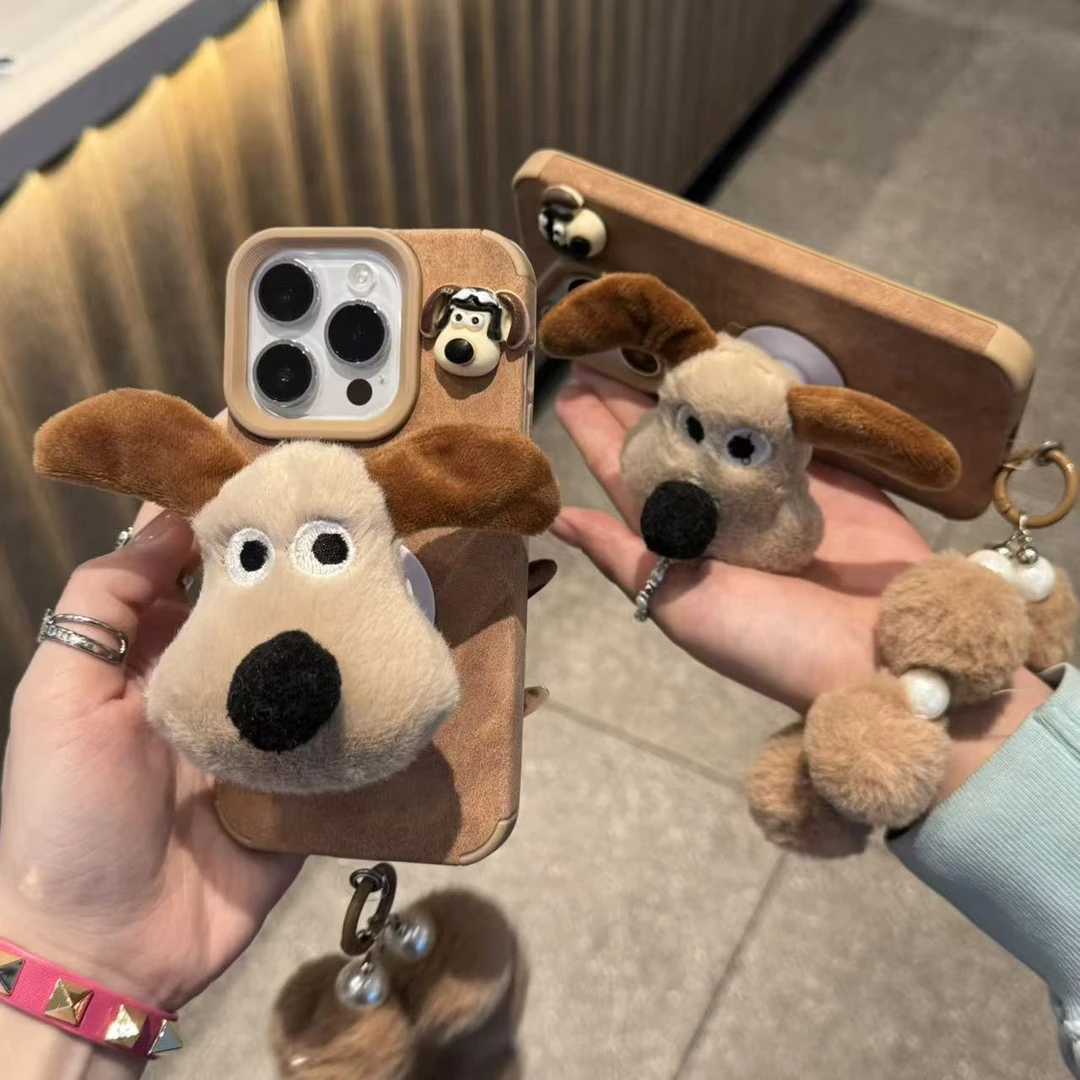 奥菲顿掌门狗公仔挂绳适用苹果17/16贴皮手机壳华为vivo小米oppo